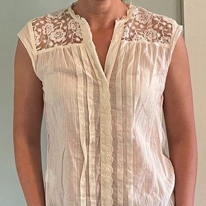 Cream Sleeveless Lace Top